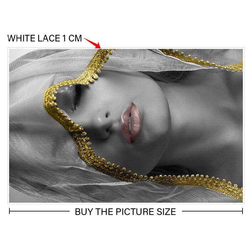 Nowoczesny minimalistyczny styl złoty makijaż kobiety obraz na płótnie plakat na ścianę salon dekoracja wnętrz;