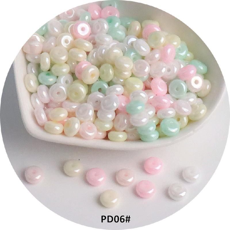 6mm Cream Macaron Pearlescent Glass Abacus Beads for DIY Jewelry & Hair Accessories