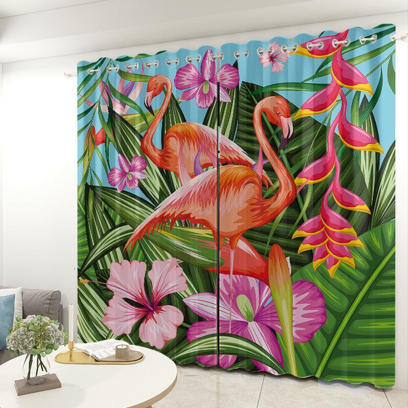 Flamingo Gardinenstoff Schlafzimmer Wohnzimmer Balkon Verdunkelungsvorhang Büro Hotel Isolationsvorhang