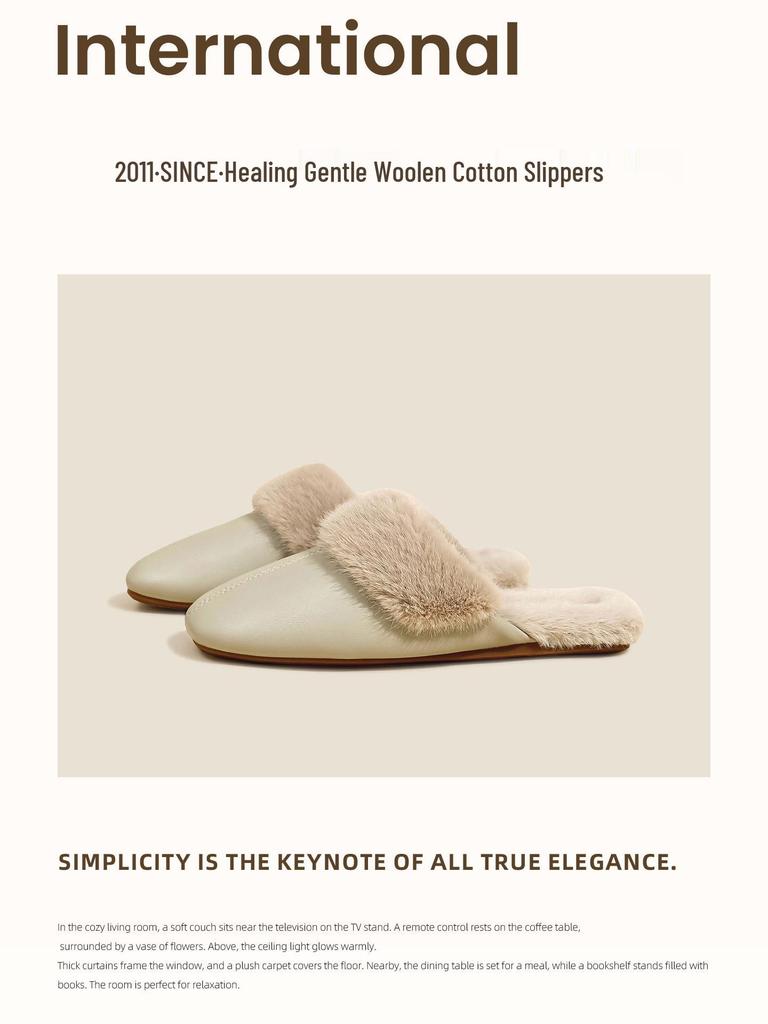 Damen Plüsch-Baumwollpantoffeln - Warm, Samtgefüttert, Rutschfest, Hautfreundlich für Zuhause