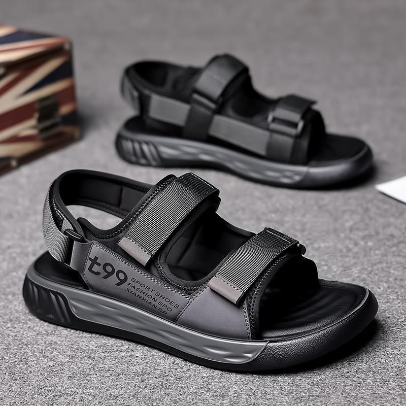 

Men s Sandals 2026 Summer New Soft Bottom Outerwear Driving Indoor Leisure Anti slip Beach Shoes Men s Slippers 38 серый