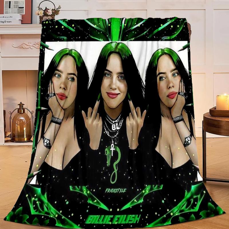 1PC Bi-llie music Artwork Flannel Blanket Gift, Suitable for Both Men And Women, Soft Ideal for Beds And Sofa, Birthday Or Christmas Gift