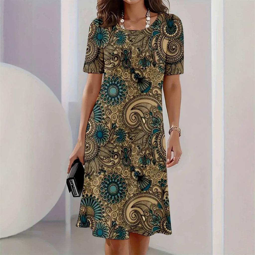 New summer mid-length dress 3D printed design casual for outings and parties