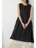 Spring-Summer Retro Jacquard Plaid Stripe Double-Layered Loose Sleeveless Vest Dress