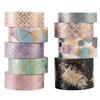 9 Rolls Mystic Gold Washi Tape Set Wide Gold Silver Foil Masking Tape Adhesive Decorative Stickers for Arts DIY Crafts