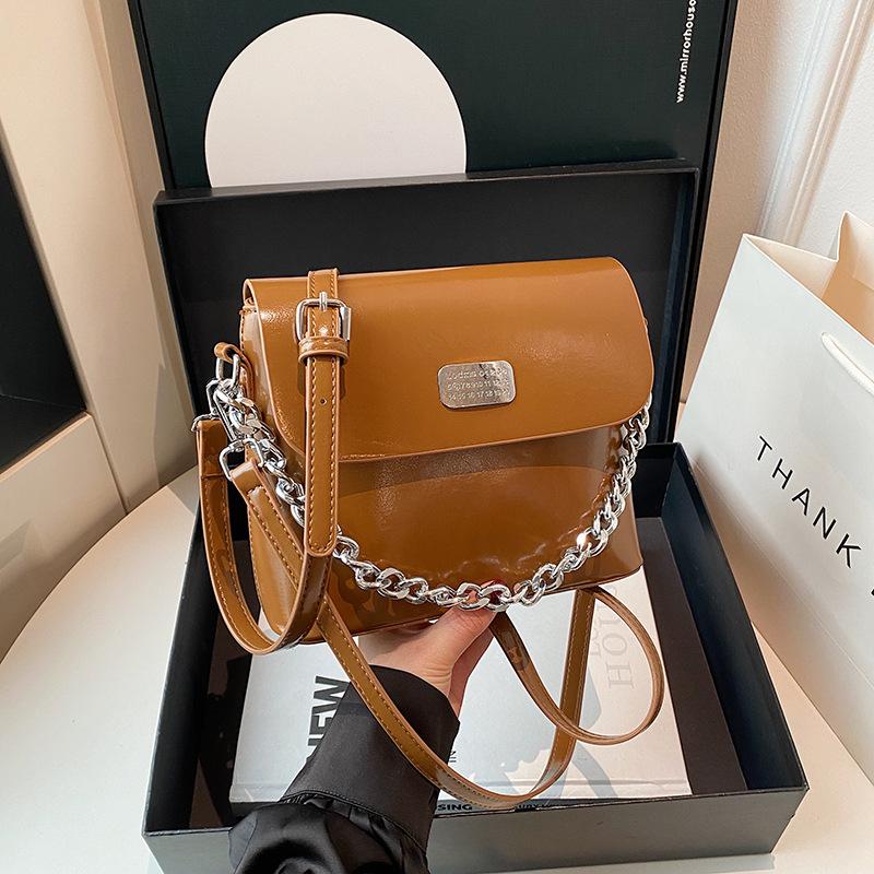 Texture trend chain Small square bag Women's bag New fashion versatile casual commuter shoulder bag Crossbody bag