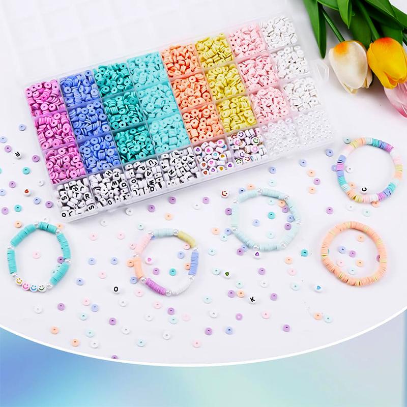 3860PCS Flat Clay Beads Bracelet Making Kit Acrylic Letter Beads Kit for Friendship Bracelets Jewelry Making DIY Crafts Gifts