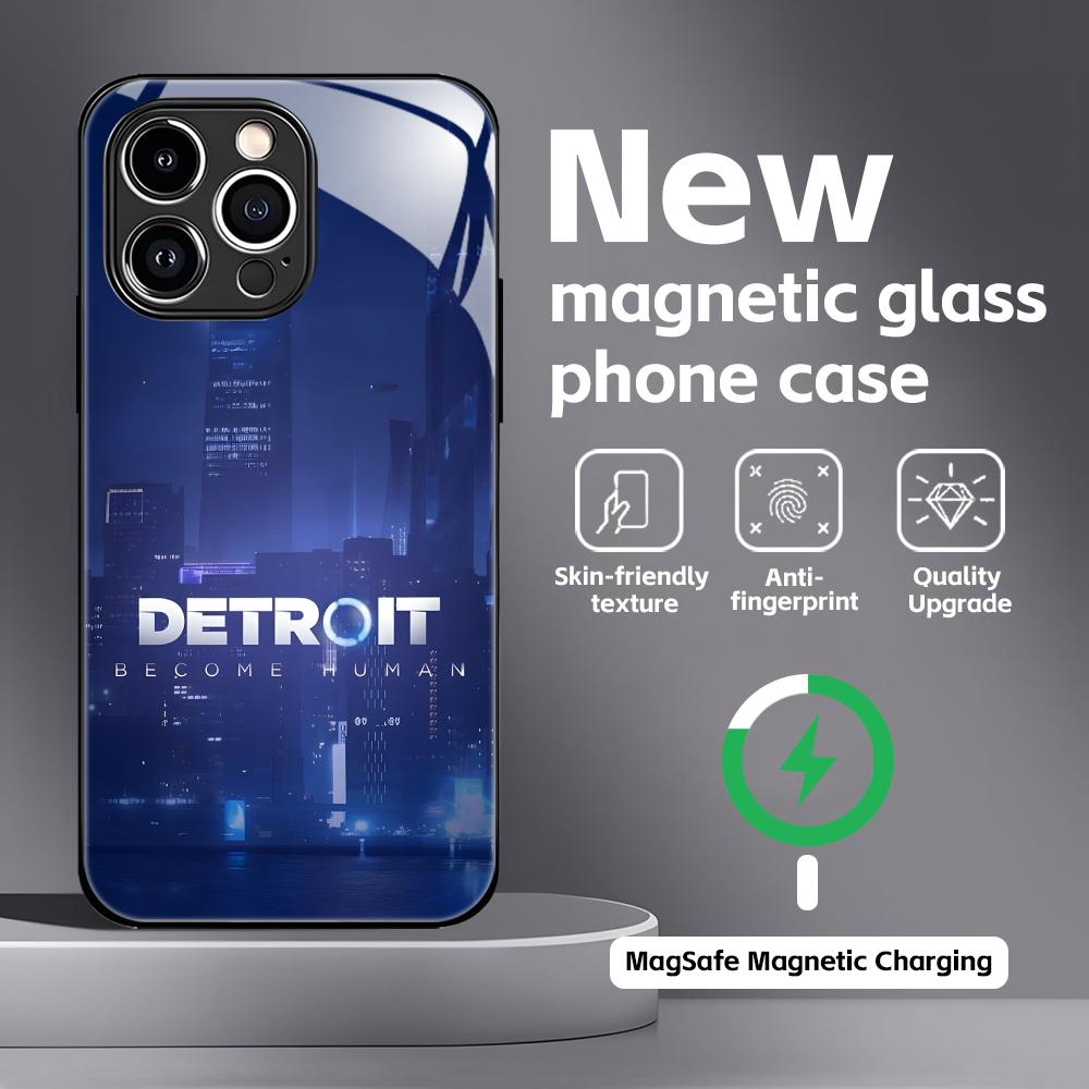 

Classic game Detroit Become Human Phone Case For iPhone17 16 15 14 13 12 11 X XR XS 8 Plus Mini Pro Max Glass Magnetic Case iPhone17