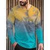 Men's 3D Printed Crew Neck Long Sleeve T-Shirt Fashion Versatile Trend Breathable Casual