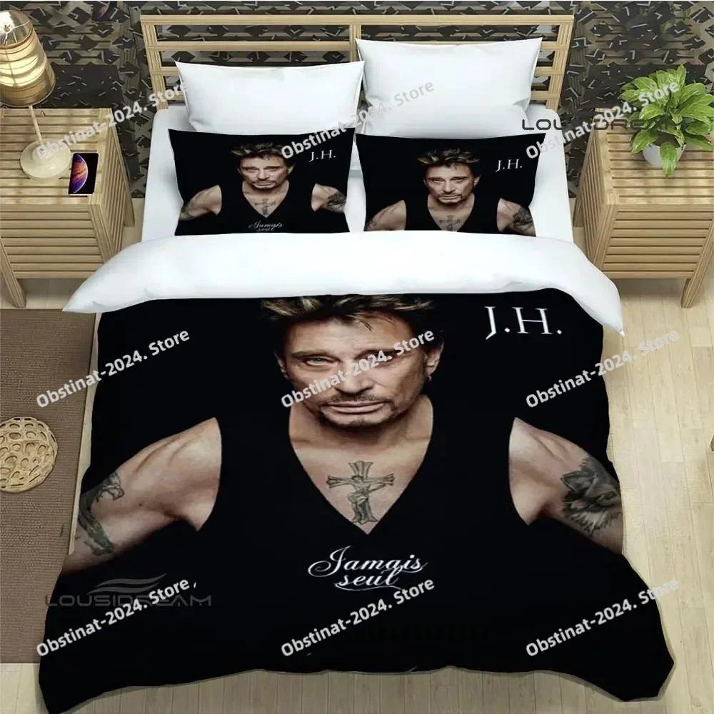 rock star Johnny Hallyday Bedding Set Duvet Cover Full Queen King Size Pillowcase Printed Bed Set Aldult Kid Bedroom Single Twin