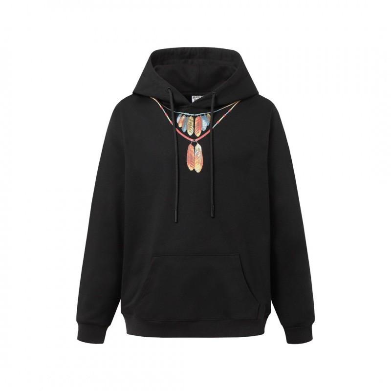 Unisex Hooded Sweatshirt With Animal Wing Print Loose Fit Cotton Pullover Fall Daily Wear