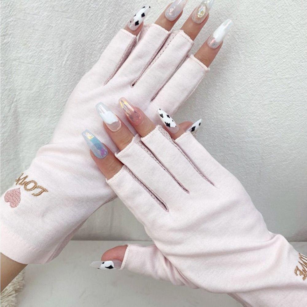 Half Finger Sunscreen Gloves Breathable Nail Art Mittens New Riding Driving Gloves  Summer