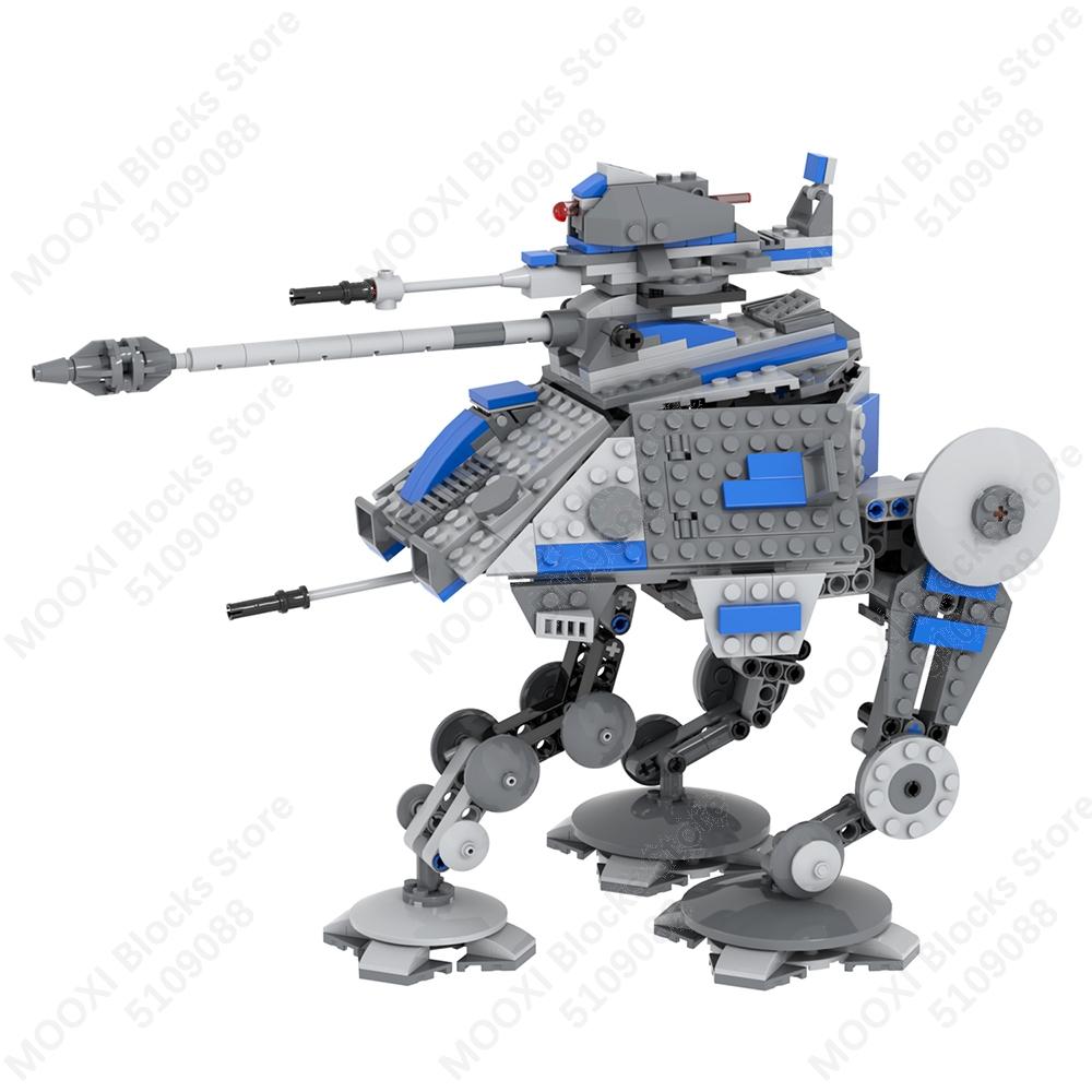 MOOXI Star Wars Mech Veicolo Cannone Carro Armato Armi Nave da Trasporto Soldati Modello Mattoncini Fai da Te Blocchi da Costruzione Assemblati Giocattolo per Bambini