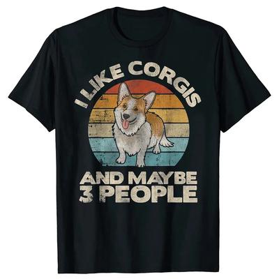 Funny I Like Corgi Dog Humor T Shirts Tee Tops Round Neck Short-Sleeve Fashion Tshirt Clothing Casual Basic T-shirts
