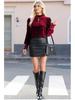 Eleganter europäischer Stil Samt Chiffon Plissierter Rollkragen Pullover für Damen - Herbst 2025 Kollektion