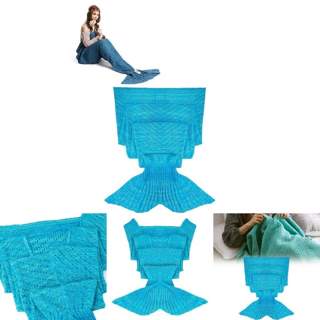 Kids Mermaid Tail Blanket With Pure Color Design And Acrylic Material For Cozy Comfort