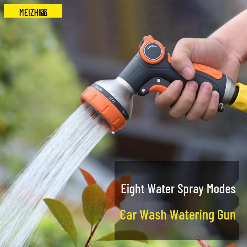 High-Pressure Metal Alloy Garden Water Gun with 8 Functions 8-Function Front Trigger Thumb Water Gun
