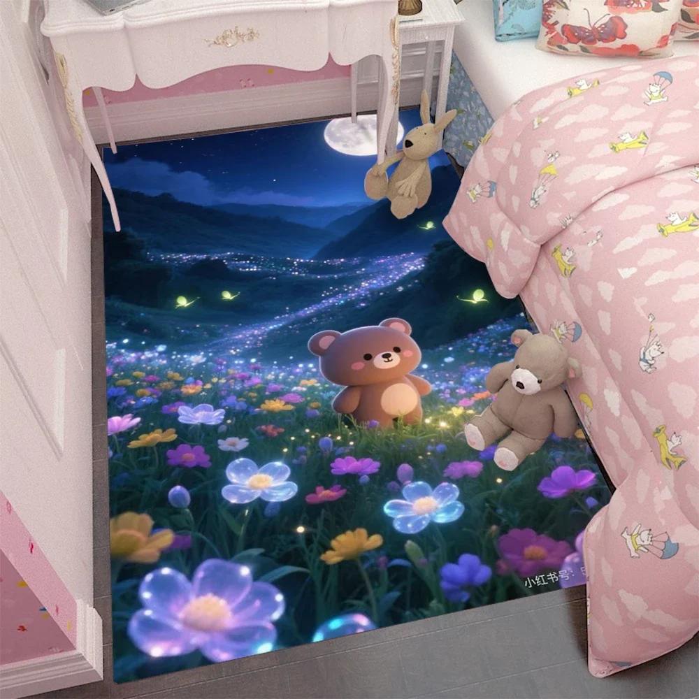Little Bear Cartoon Rugs Children Bedroom Room Carpet  Carpets for Bed Room Washroom Floor Mat