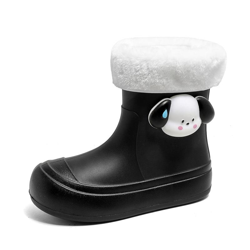 Rain shoes female cute cartoon outer wear waterproof glue rain shoes fashionable versatile light soft velvet warm