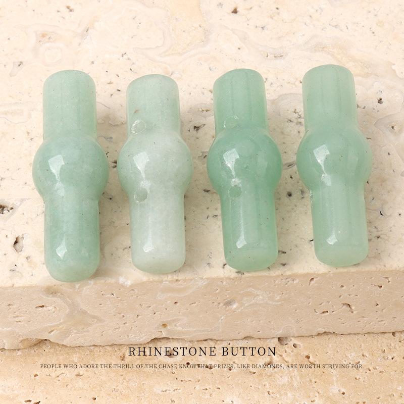 2pcs Natural Green Dongling Jade Bamboo Buttons, National Style Cheongsam Hanfu Vest Buttons, Chinese Jacket Cardigan Buttons