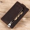 Crazy Horse Leather Anti-Theft Card Holder with Automatic Aluminum Alloy Slot and Zippered Coin Purse