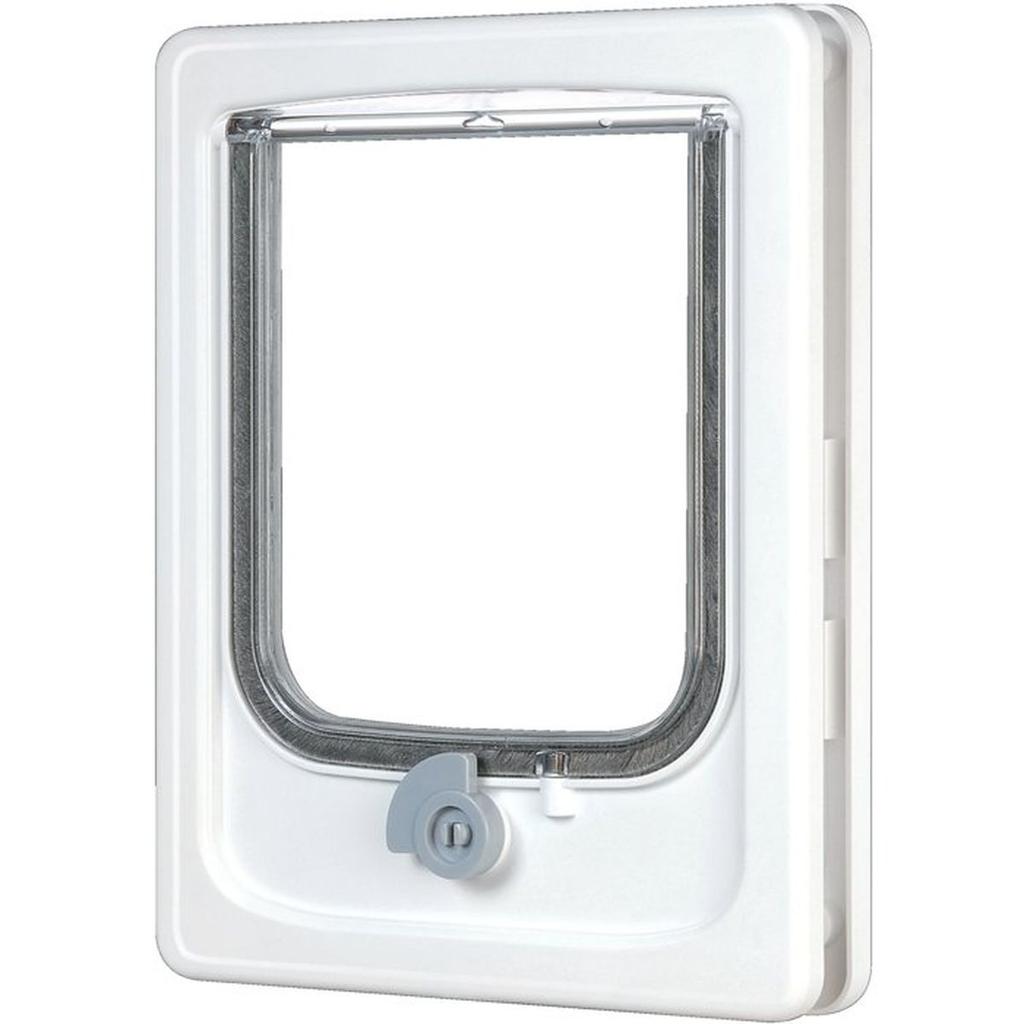 Chatiere 4 positions avec tunnel - ZOLUX - L20 x H25 cm - Pour porte bois, PVC, métal - Catwalk - Blanc