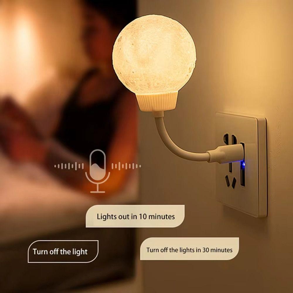 Voice Control Smart Moon Lamp 3 Lighting Modes Night Light New Bedside Lamp
