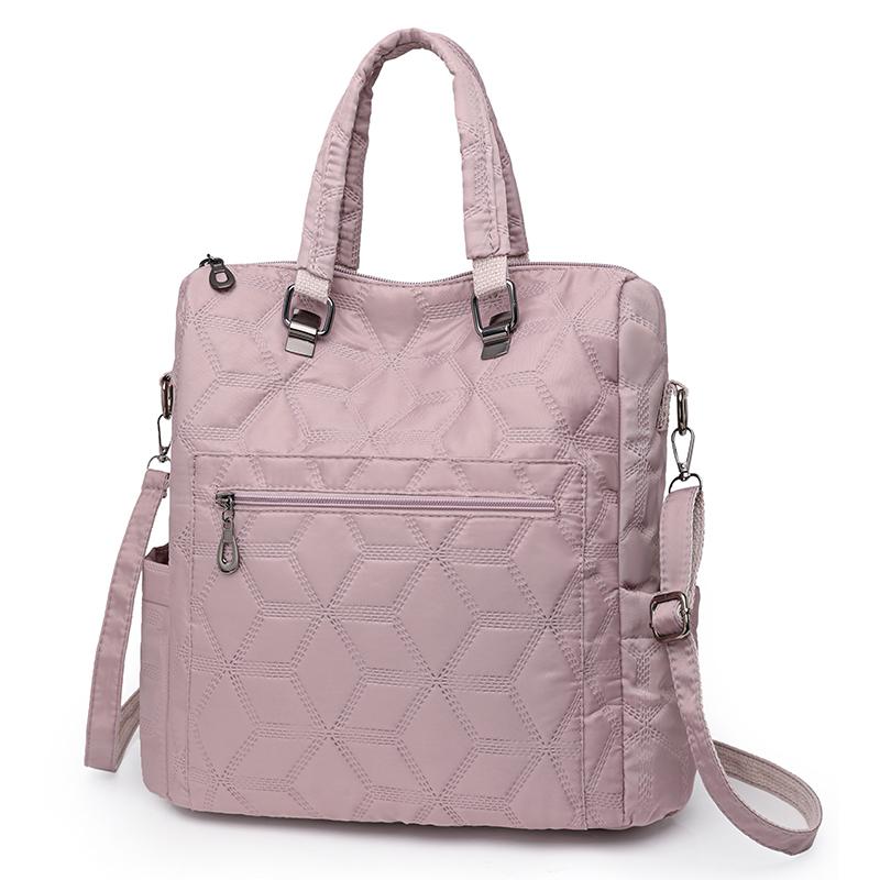 Quilted Nylon 2-in-1 Backpack for Women – Stylish Tote & Shoulder Bag with Multiple Pockets and Adjustable Straps