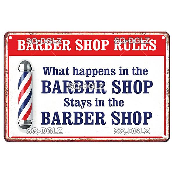 Vintage Barber Sign Metal Wall Decor Retro Tin Plaque for Man Cave Garage