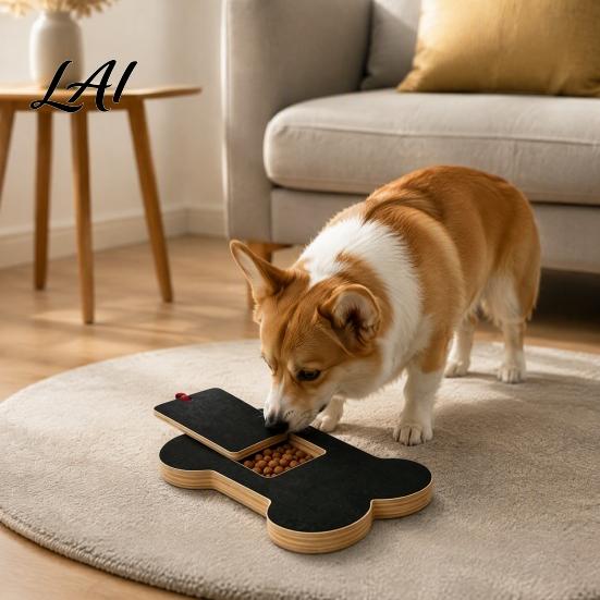 Interactive Pet Grooming Tool Dog Scratch Board with Treat Box Wooden Nail File Board Bone Natural Claw Smoothing Shaped Pad Grinder Alternative