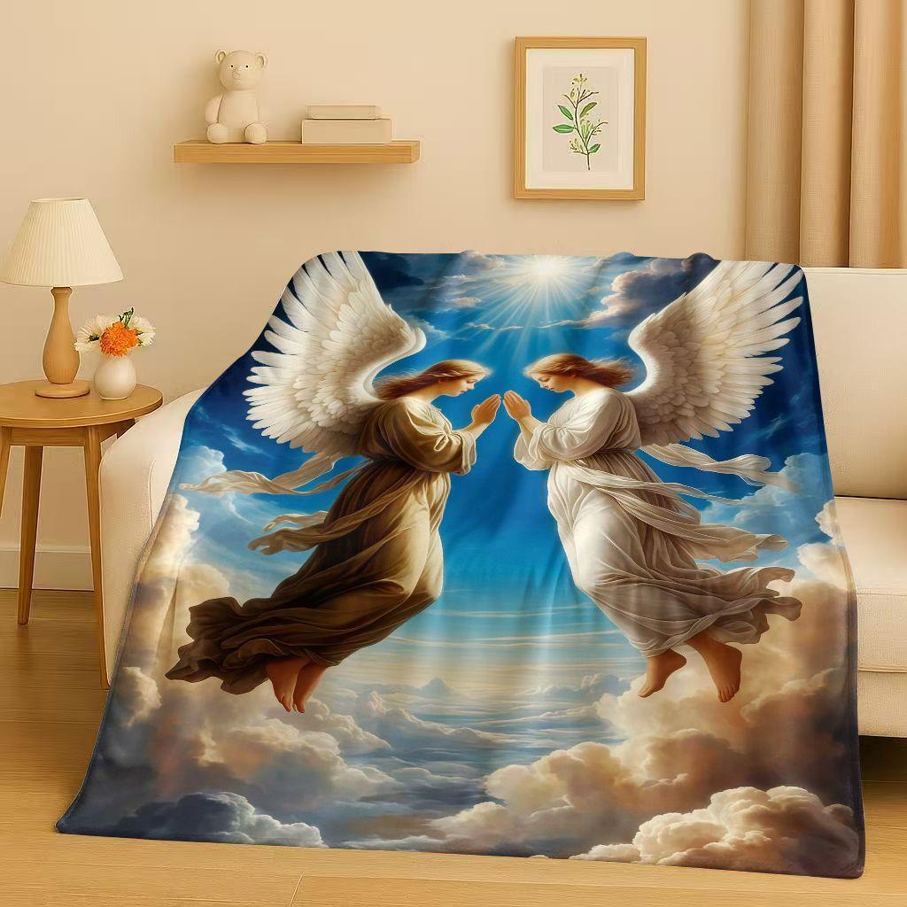3D Luxurious Balote Angel Cupid Cartoon Flannel Blanket,Ultra Soft Warm Plush Throw for Home Bedroom Bed Sofa Cover Office Gift