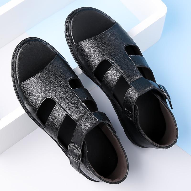 Herren Sandalen Mode Outdoor Freizeit Sandalen Klassische Business Leder Sandalen für Herren Sommer Römische Sandalen Strand Flache Sandalen