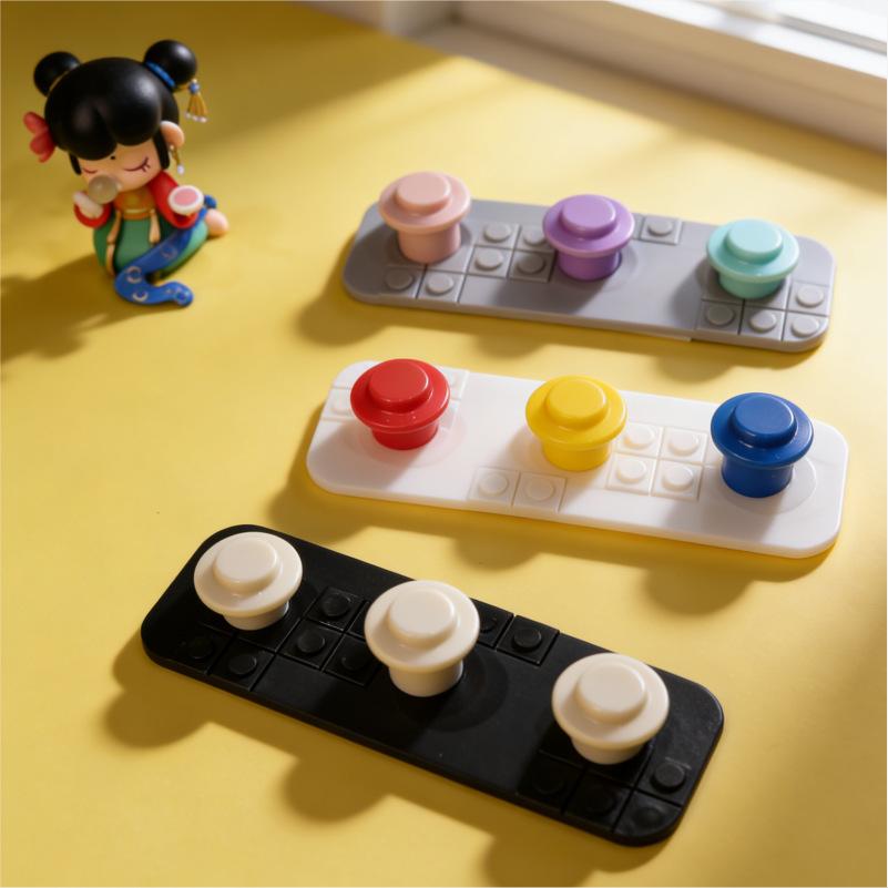 Nail Free Magnetic Hook Building Block Shaped Sticky Hook Wall Storage Rack Bedroom Wall Hanging for Key Whiteboard Refrigerator