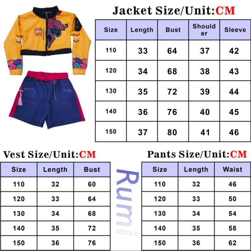 2025 Children Rumi Zoey Mira 3D Print Cosplay Costume Halloween Carnival K-Pop Hunters Girl Group Idol Role Play Dress Up Outfit