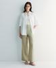 Sheer Woman Slit Pants Light Khaki