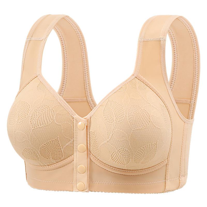 Peach Lace Front Closure Bra with Wide Comfort Straps