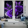 2Pcs Purple Roses Curtains Butterfly Flowers Romantic Valentine'S Day Curtains Adults Xmas Decor Starry Sky Galaxy Dreamy