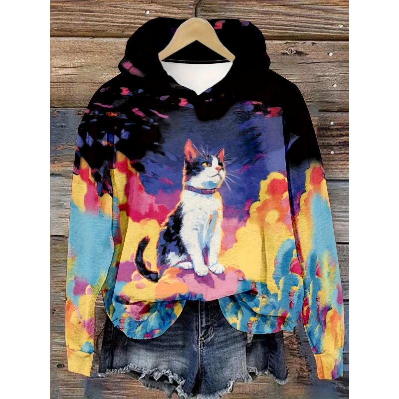 Womens Oversized Hoodie With 3D Digital Dog Print Casual Comfortable Sweatshirt 2025