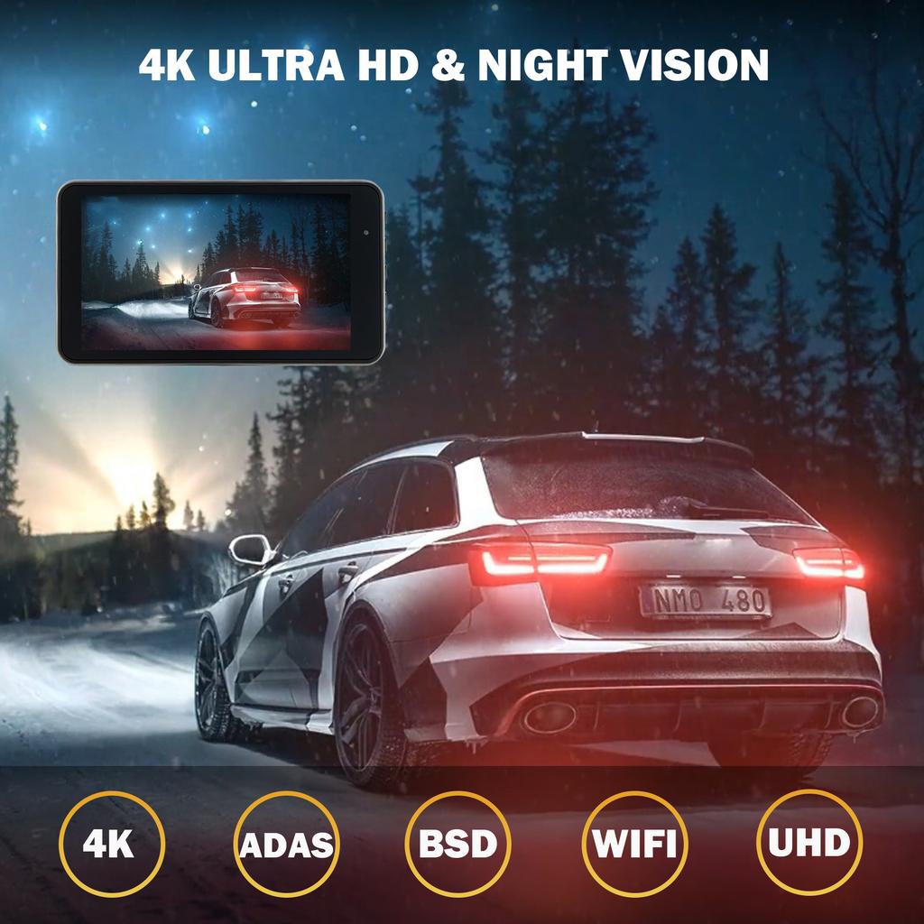4K High-Definition-Fahrtenrekorder WIFI Drahtlose Mobiltelefonverbindung Auto Dual Lens 4-Zoll-Recorder