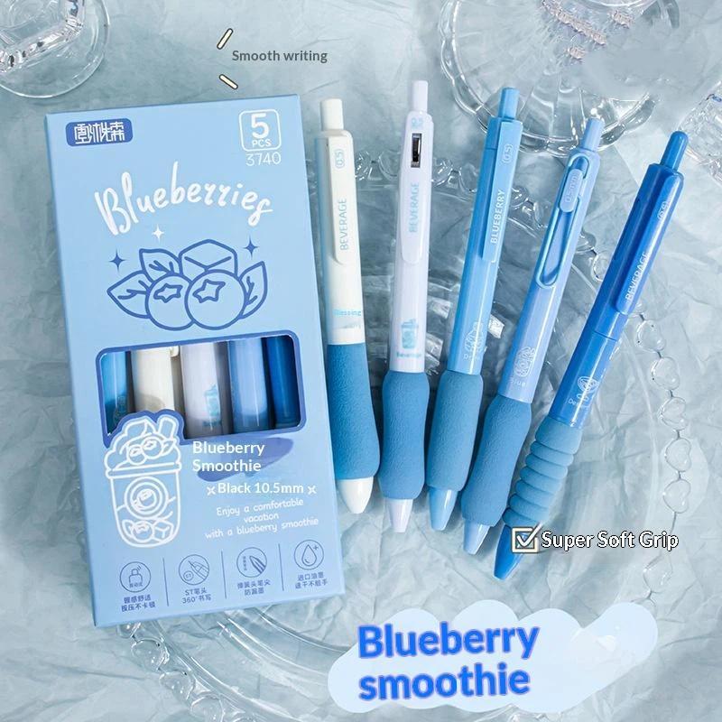 

5pcs/Set Retractable Gel Pens With Soft Cloud Grip 0.5mm Black Ink For School Office Journaling Stationery