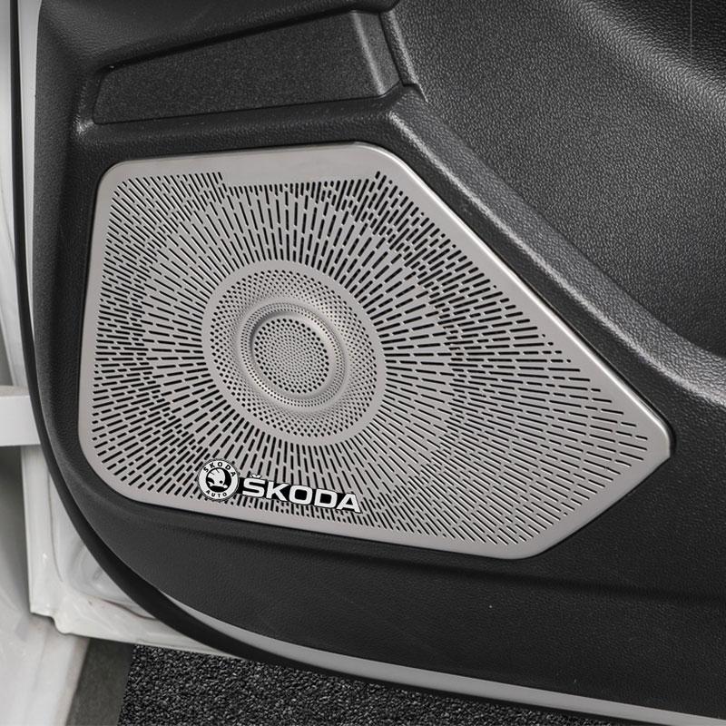 2/4Pcs 3D Aluminum Car Audio Speaker Decorate Badge Sticker For Skoda Octavia Fabia A7 Kamiq Kapoq Kodiaq Rapid SCALA Superb Yeti Derivati