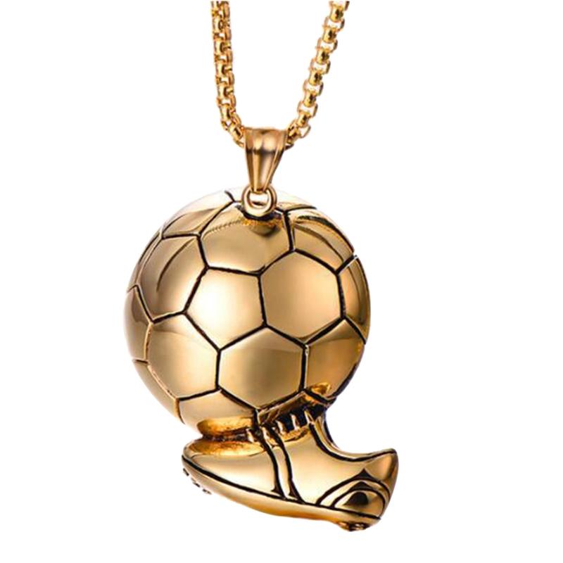 

Creative Sport Necklace Soccer Football Pendant Clavicle Chain Necklace Jewelry for Unisex Durable Stainless Steel C