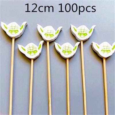 100pcs 12cm Fruit Cocktail Pick Stick Different Style Bamboo/PVC Buffet Cupcake Toppers Bar Tools Barware