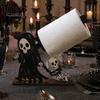 Dark Theme Table Organizer Halloween Wooden Napkin Holder, Ghost Pumpkin Skeleton Cat Bat Tissue Dispenser, Waterproof Gothic Room Decor Tabletop for