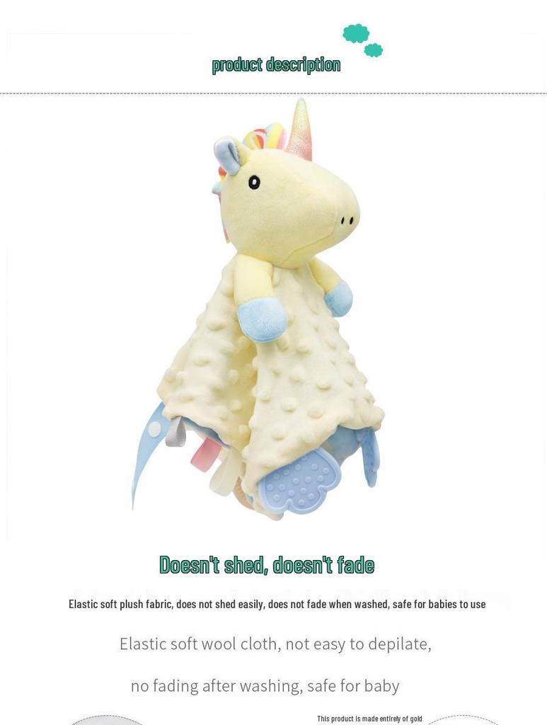 BBSKY Baby Animal Plush Toy: Cartoon Soothing Towel & Silicone Teether Rattle