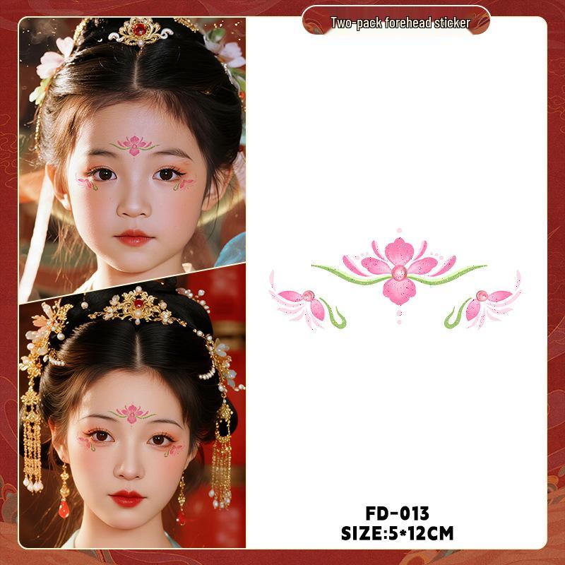 Dunhuang Glitter Face Stickers: Ancient Style Forehead & Eye Tattoos for Hanfu and Stage Performance