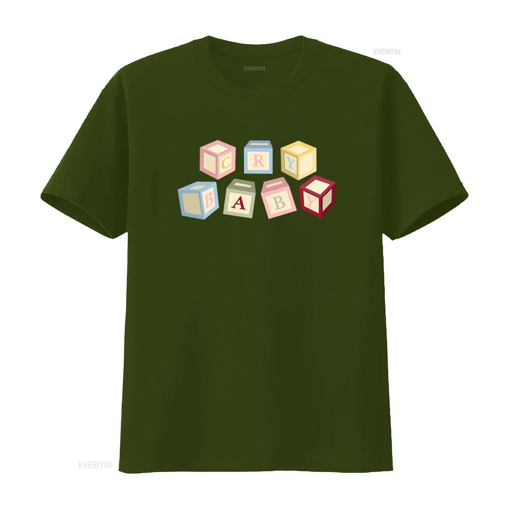 Melanie Martinez Cry Baby Alphabet Blocks Print T Shirt for Boys Vintage Washed Homme Soft Top For Everyday Wear Fashion