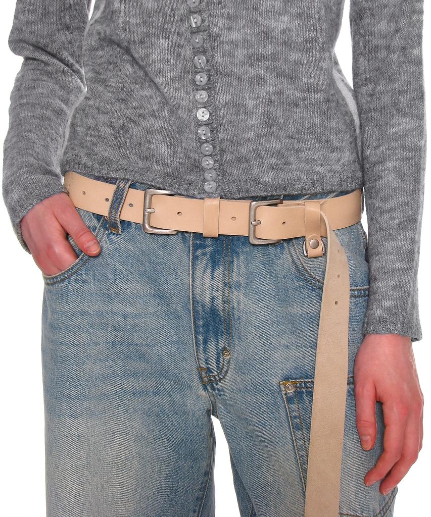 PARTIMENTO WOMEN Leather Extra Long Belt_Sand