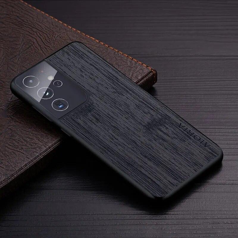 Case for Samsung Galaxy S21 Ultra Plus FE coque bamboo wood pattern Leather cover Luxury funda for samsung s21 ultra case capa