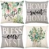 Spring Plant Flower Pillow Cover Home Letter Printed Polyester Pillow Cover Living Room Cushion Cover